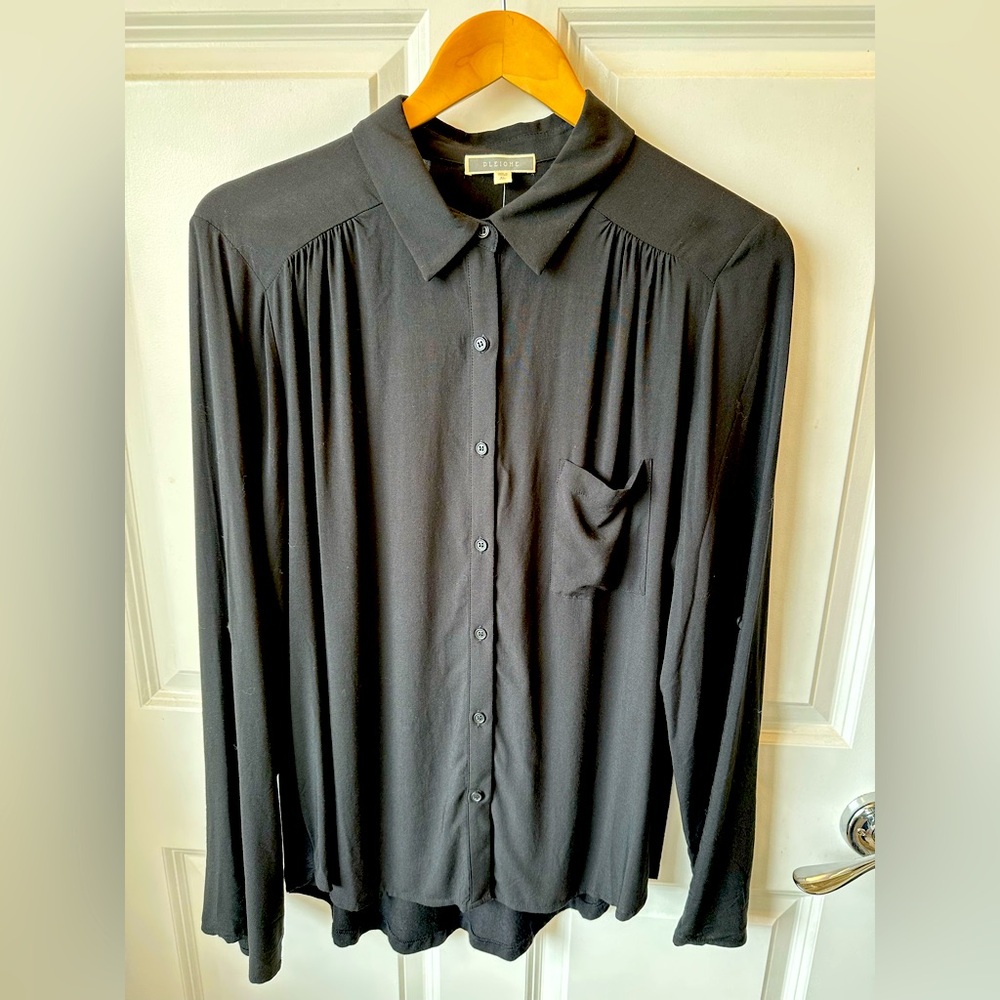Pleione Black Button Down Shirt NWT